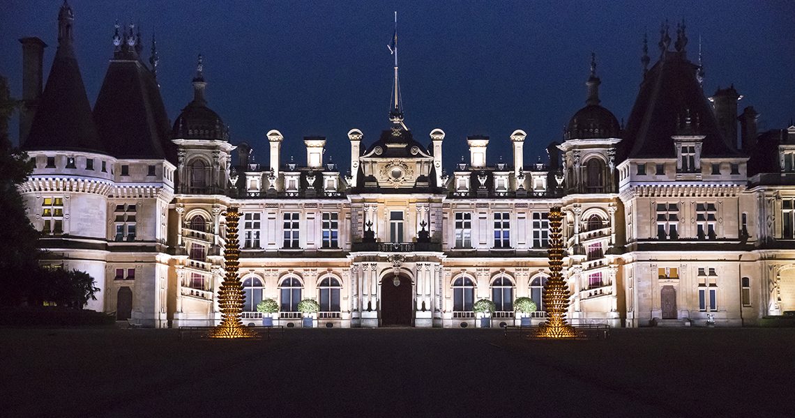 From north-east at dusk, Waddesdon Manor. Photo Chris Lacey (c) National Trust, Waddesdon Manor